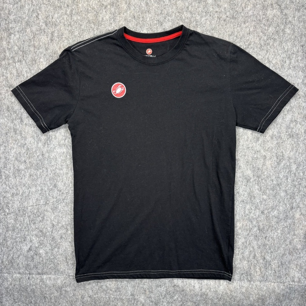 Castelli T-Shirt Men's Small Black Short Sleeve Cycling Scorpion Logo